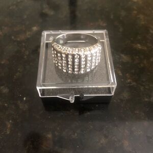 Men’s Stainless Steel Statement Ring with 100 Cubic Zirconia Stones, Size 11
